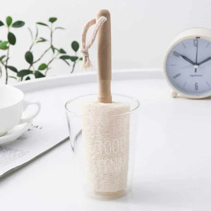 Luffa Wooden Handle Can Be Used To Brush Cups Balls and Daily Utensils for Cleaning and Brushing Steel Kitchen Accessories