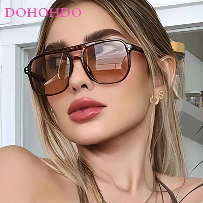 

Double Bridge Large Frame Men Women Sunglasses New Summer Beach Eye Protection Pilot Shades Travel Punk Retro Sun Glasses UV400