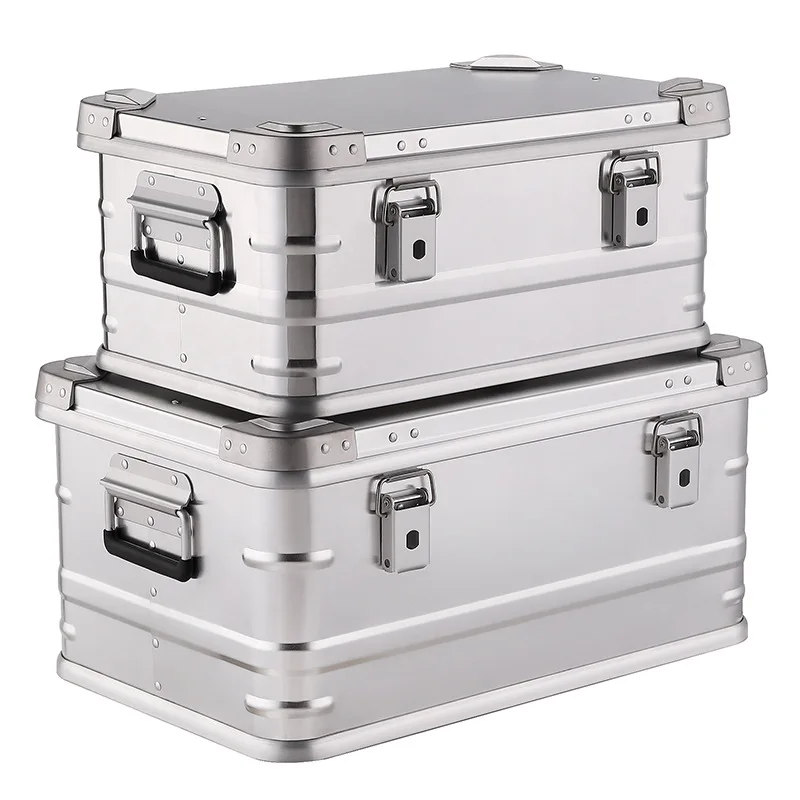 Outdoor storage box large magnesium aluminum alloy large capacity vehicle equipment camping box backup storage metal aluminum bo