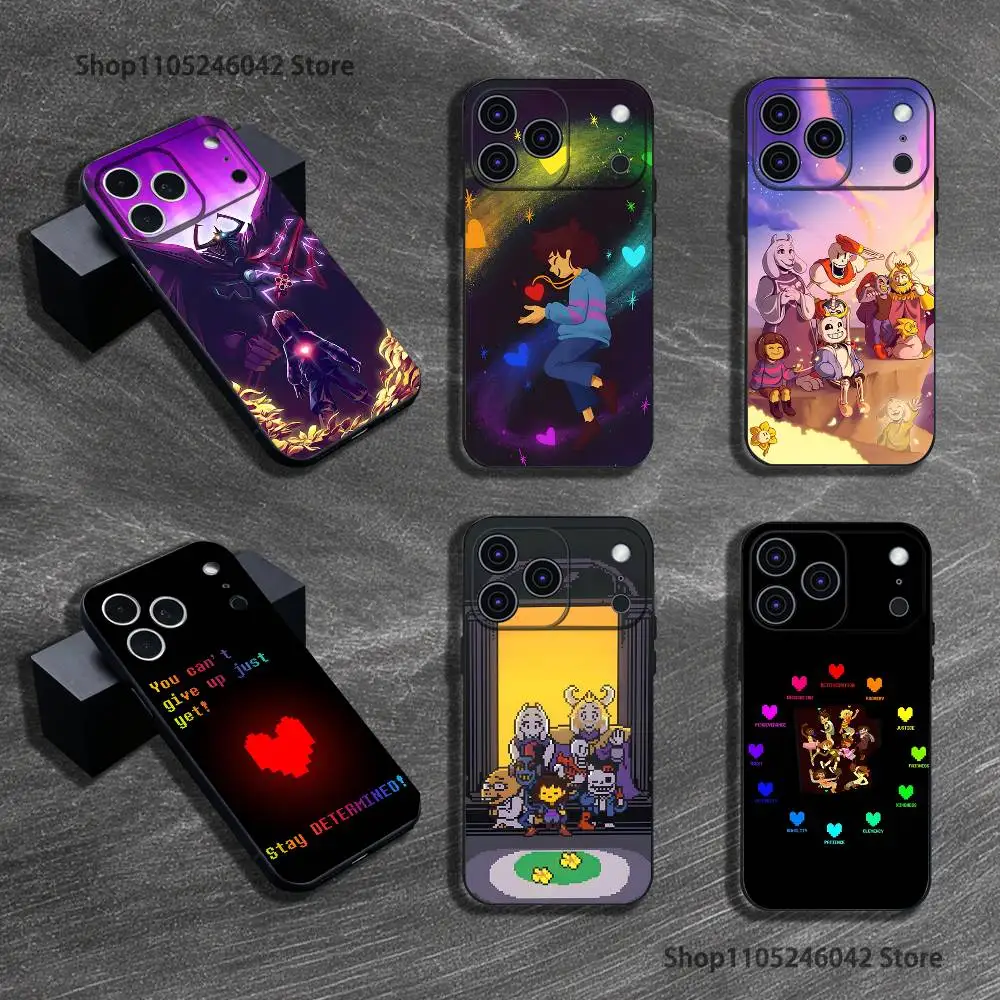 

Game U-UndertaleS Black Soft Cover Phone Case For iPhone 17,16,15,14,13,12,11,Pro,XS,Max,XR,Plus,E,SE4,Mini