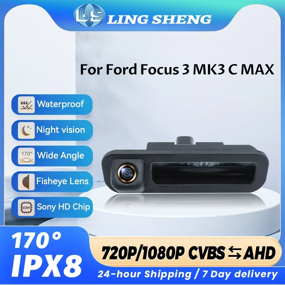 AHD 1080P Car Rear View Camera 170°  For Ford Focus 3 MK3 C MAX 2011-2014 Night Vision Reversing Vehicle