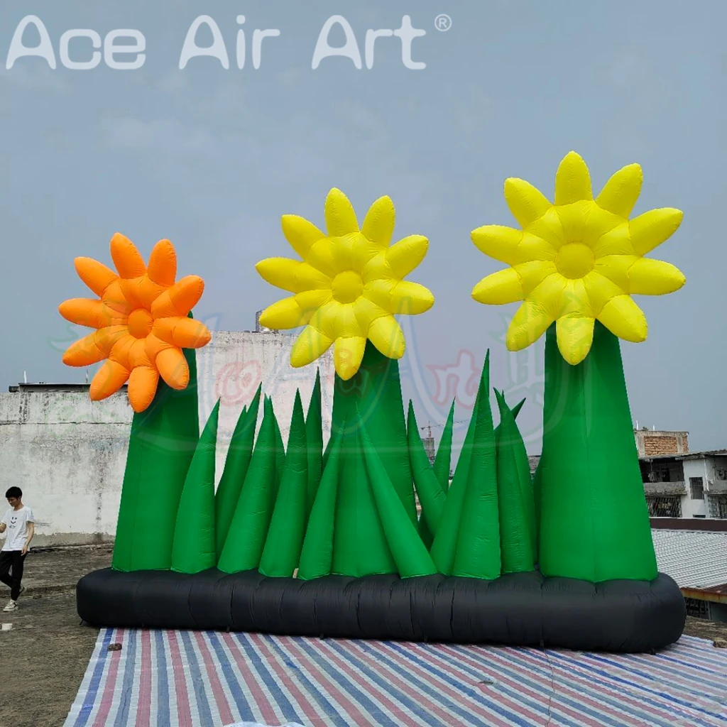 

Event Stage Background Decorative Led Lighting Inflatable Flowers Grass Plant