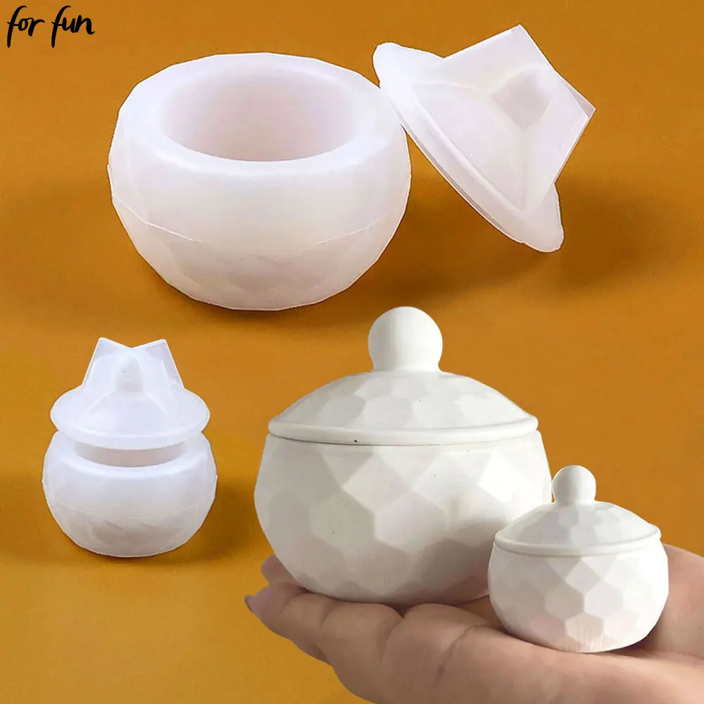 For Fun DIY Circular Cut Surface Cement Storage Jar Silicone Mold Candle Cup Molds Gypsum Drip Glue Resin Mould Home Ornament