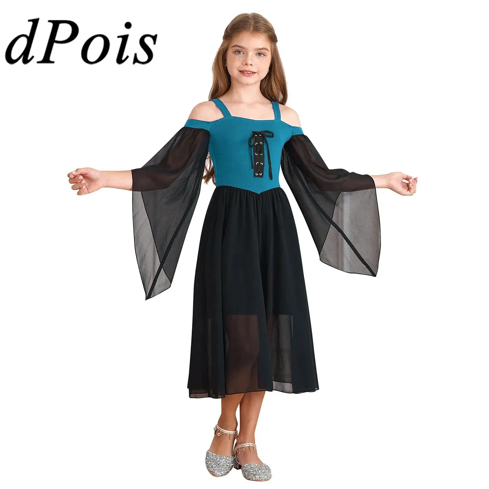 

Girls Cosplay Vintage Medieval Renaissance Dresses Gothic Robe Princess Costume Fancy Dress Up 2025 Halloween Party Gown