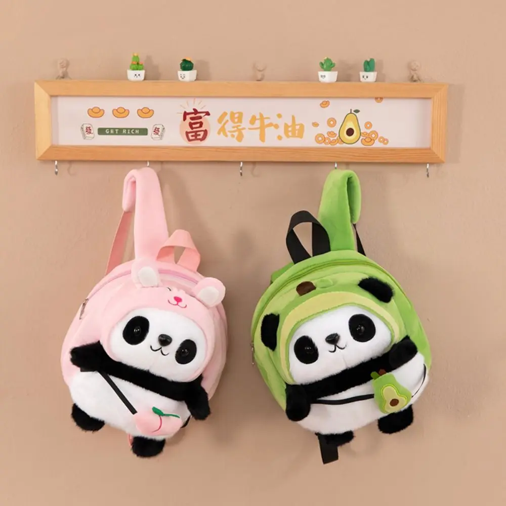 Big Capacity Panda Plush Backpack Animal Cartoon Large Capacity Panda Avocado Bag Stuffed Fashion Panda Plush Bag