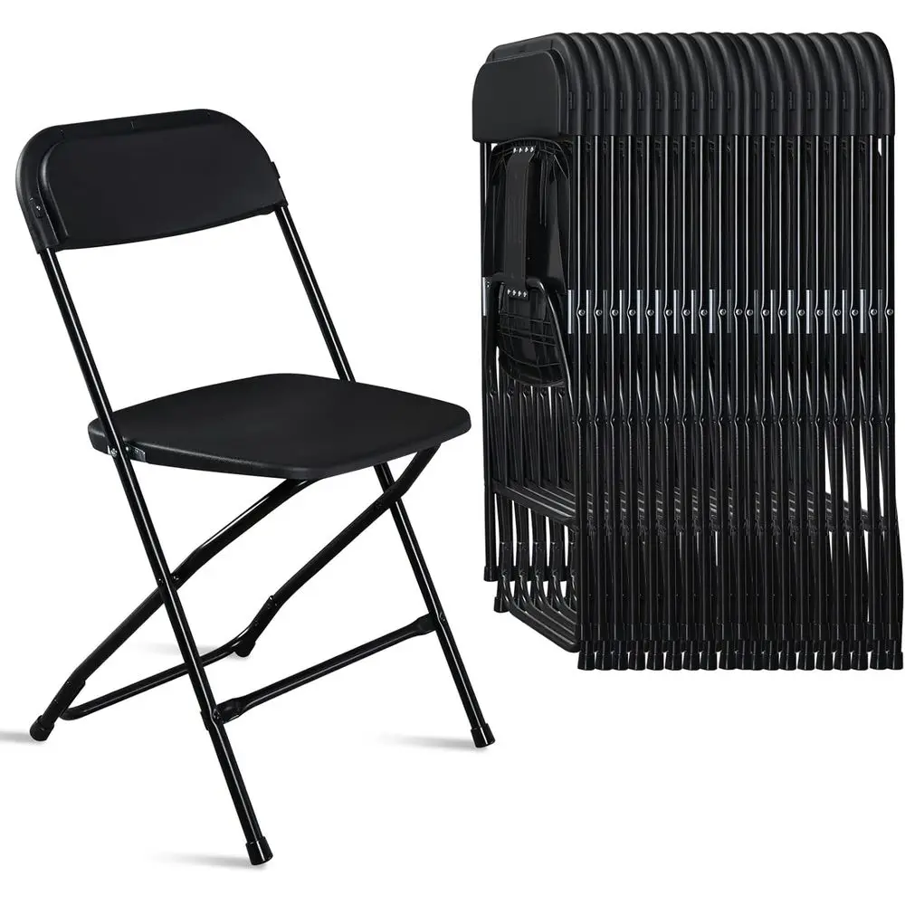 

10-Pack Durable Plastic Chairs, 330-Pound Capacity, Stackable for Easy Storage, Ideal for Indoor & Outdoor Events, Black