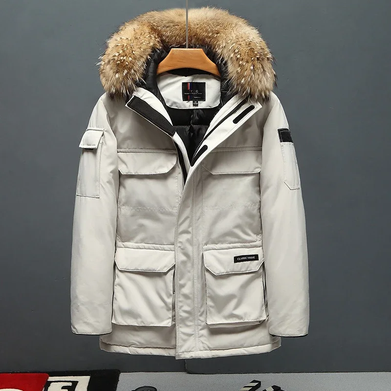 

New Winter Men Casual Duck Down Coats Hooded Fur Collar High Quality Male Windproof Waterproof Winter Coats Warm Down Jackets