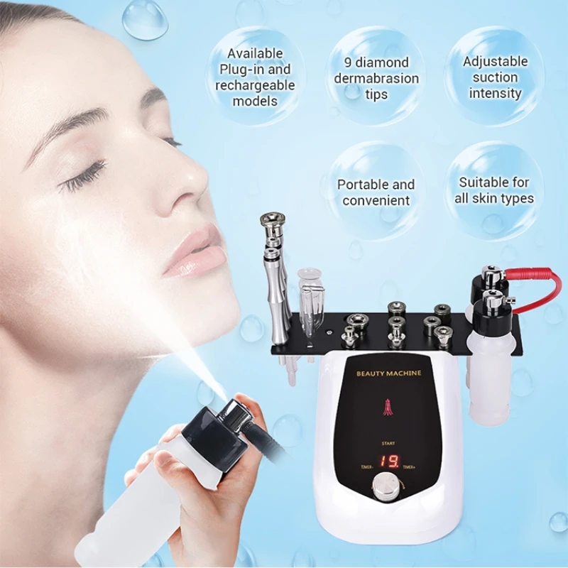 Máquina De Microdermoabrasão De Diamante, 3 em 1 Máquina De Beleza, Spray De Água, Sucção, Cravo Esfoliação, Face Peeling, Ferramenta De Pele