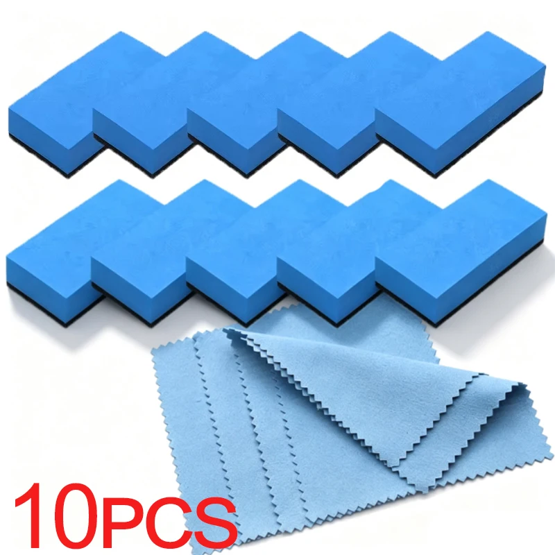 Car Ceramic Coating Sponge Applicator Blue Square Sponge and Cloth Glass Nano Wax Coat Sponges  Car Polishing Care Accessories