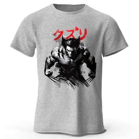 Men's Wolverine Ink Wash Painting Printed T-Shirt 100% Cotton Oversized Art Graphic Tees for Women Summer Tops Fusion Streetwear