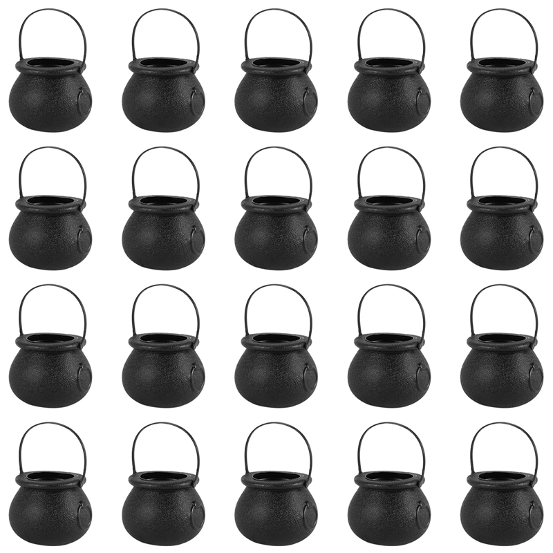 20 Pcs Mini Candy Kettles Witch Skeleton Cauldron Holder Pot With Handle For Halloween Easter St Patrick's Day Party