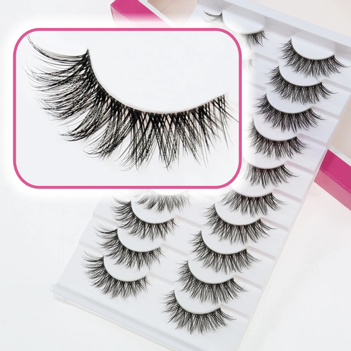 Xuanfeiwu ممدود سميك ورقيق ماكياج شفاف الجذعية الرموش الصناعية، واقعية الطبيعية كامل قطاع مرحلة الأداء الرموش الصناعية، الإنترنت المشاهير 5D مانغا الرموش #1