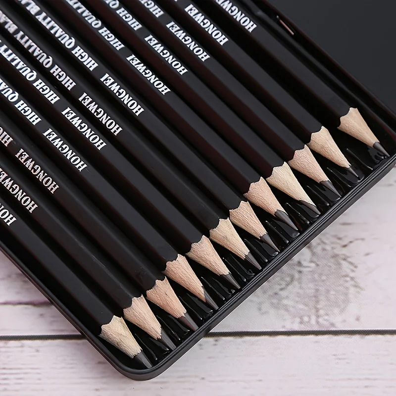 12 Pcs Premium Wood Sketching Pencils Set Professional Drawing 2H-8B Graphite Drawing Pencils for Artists School Art Supplies