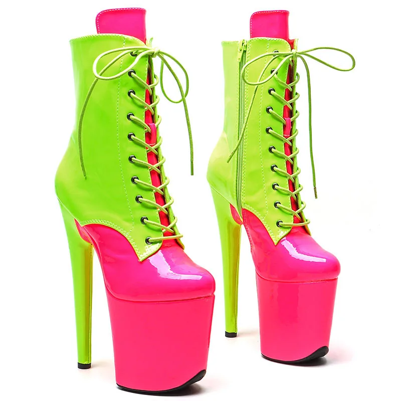 Leecabe 20CM/8inches Shiny PU  Upper  colorful   color platform Pole dance shoes High Heels Pole Dance boot