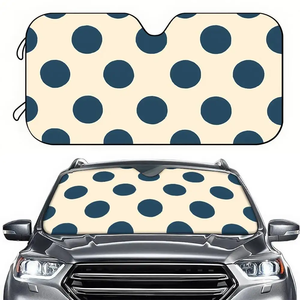 Blue White Polka Dot Car Windshield Sunshade Foldable Anti Glare Sun Visor Universal For Car SUV RV
