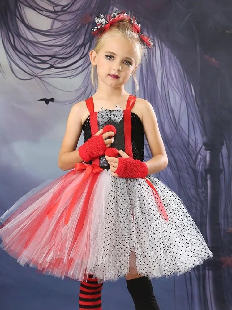 Children's Halloween Cosplay Costume Joker's Revenge Performance Puffy Dress Party Joker Girl Tutu Dress