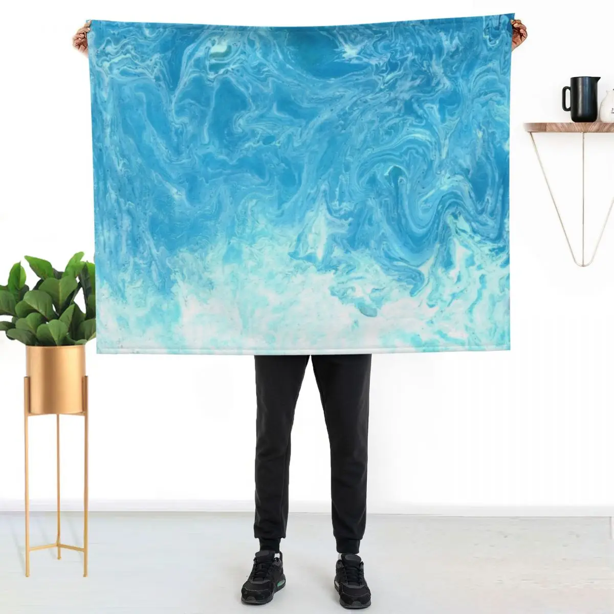 

Ocean Turquoise Throw Blanket Wrinkle Resistant Lightweight Blanket