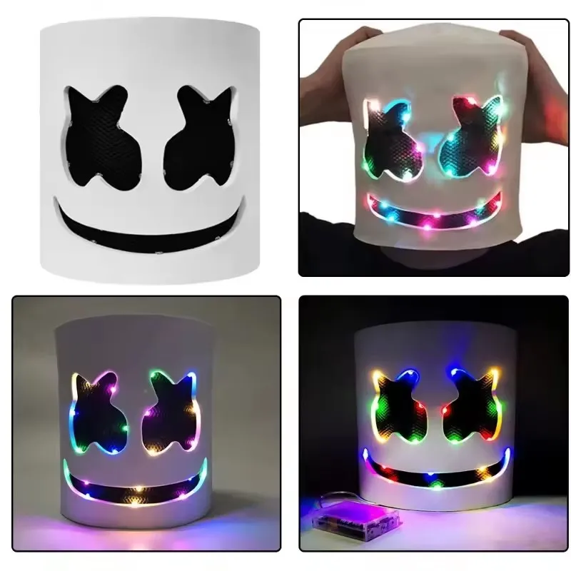 Máscara LED de DJ para Halloween, Máscara Realista de Marshmello, Máscara de Casco Transpirable, Duradera, para Carnaval, Festival, Fiesta de Halloween, Cosplay