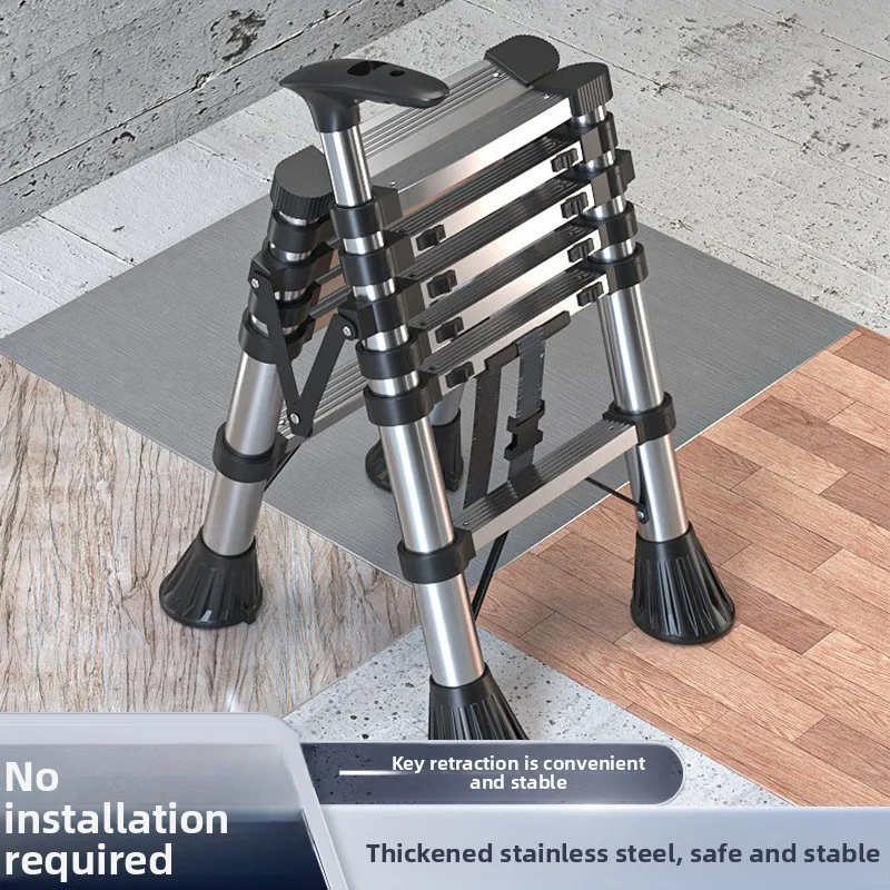 Factory Direct Stainless Steel Telescopic Ladder Heavy Duty Indoor Multi Purpose Home Use Multi Functional Step Ladder
