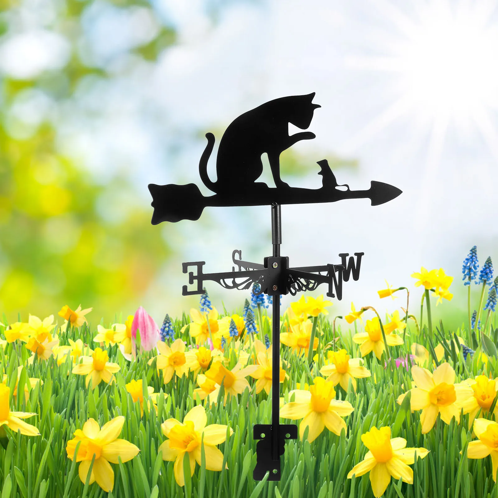 

Cute Cat Weather Vane Stainless Steel Wind Direction Indicator Garden Decor Yard Lawn Patio Ornament Outdoor Wind Spinner Roof