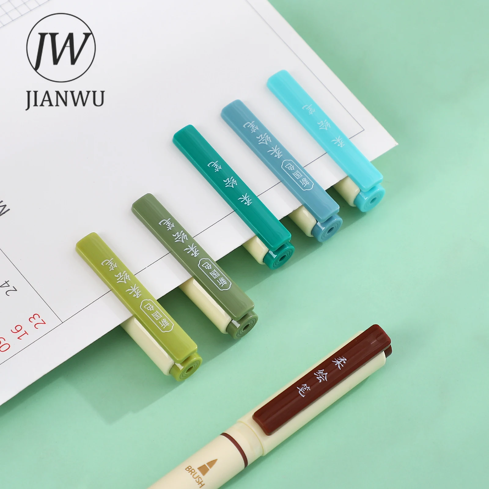 JIANWU 3 Pcs/Set  Four Seasons Soft Painting Pen Student Drawing Writing DIY Journal Art Markers Pens Stationery School Supplies