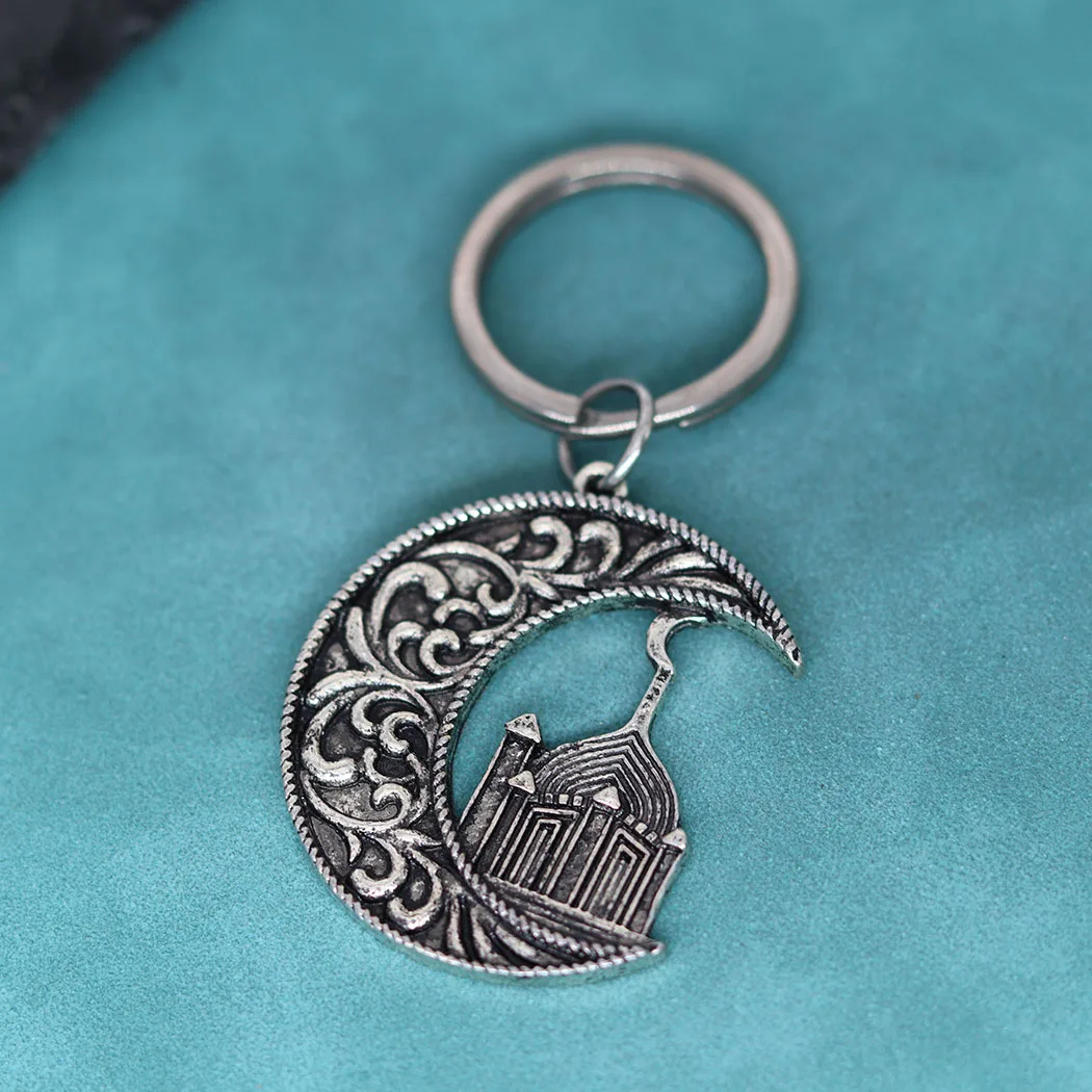 مسجد Nedar مع الهلال القمر قلادة مفتاح سلسلة النساء الرجال هدية يسوع مسلم كيرينغ مجوهرات الإسلامية تميمة الدينية المفاتيح