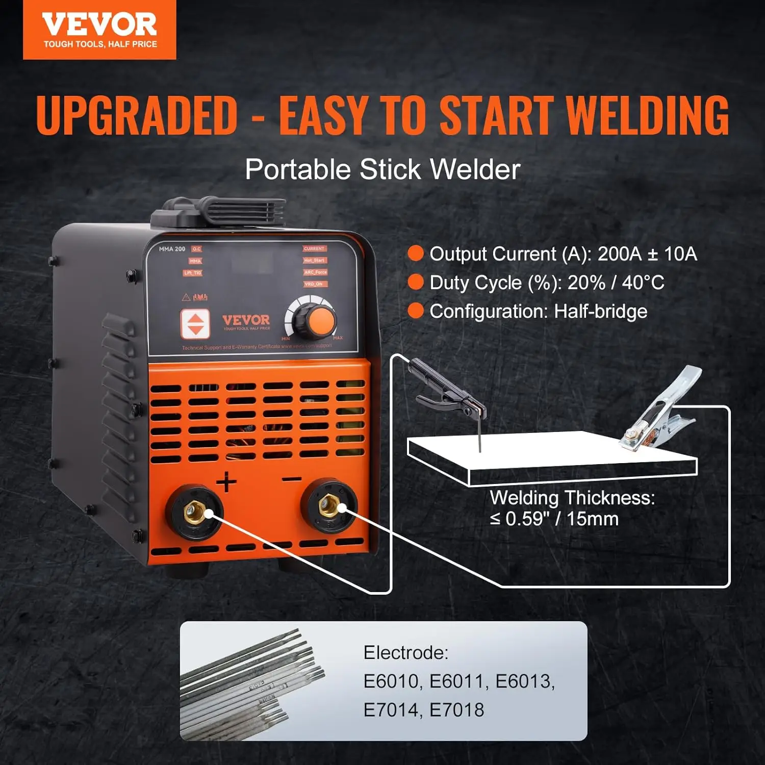 Stick Welder, 200Amp 2 in 1 ARC/Lift Tig Welder Machine 110/220V with Hot Start Arc Force Anti-Stick