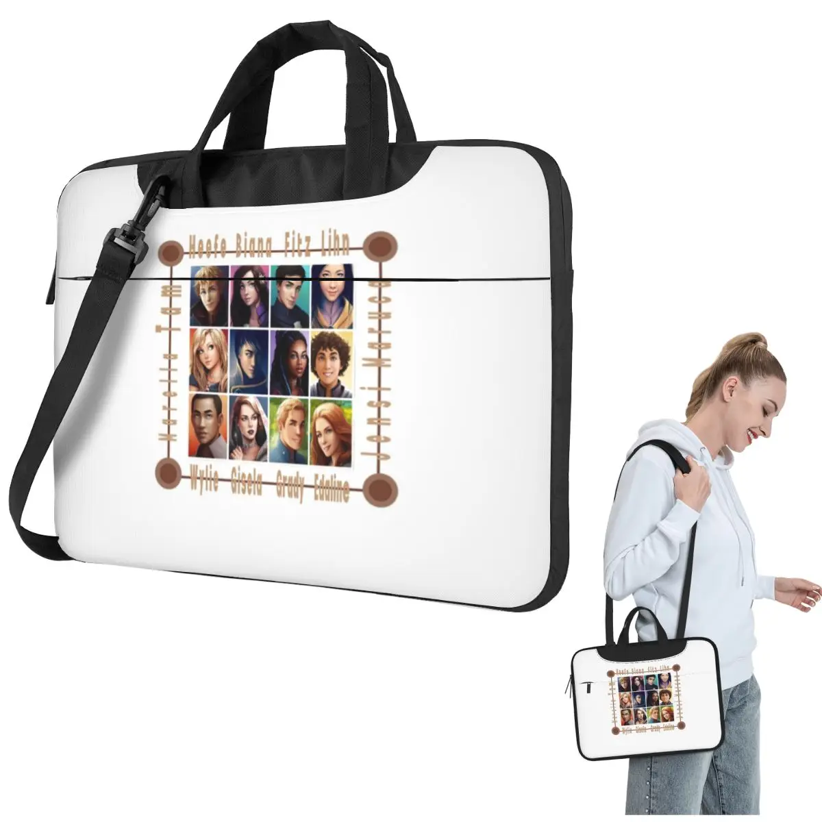 Keeper Of The Lost Cities Character Crossbody Laptop Bag Case Computer Bag Resistant Protective Notebook Pouch for Macbook Pro