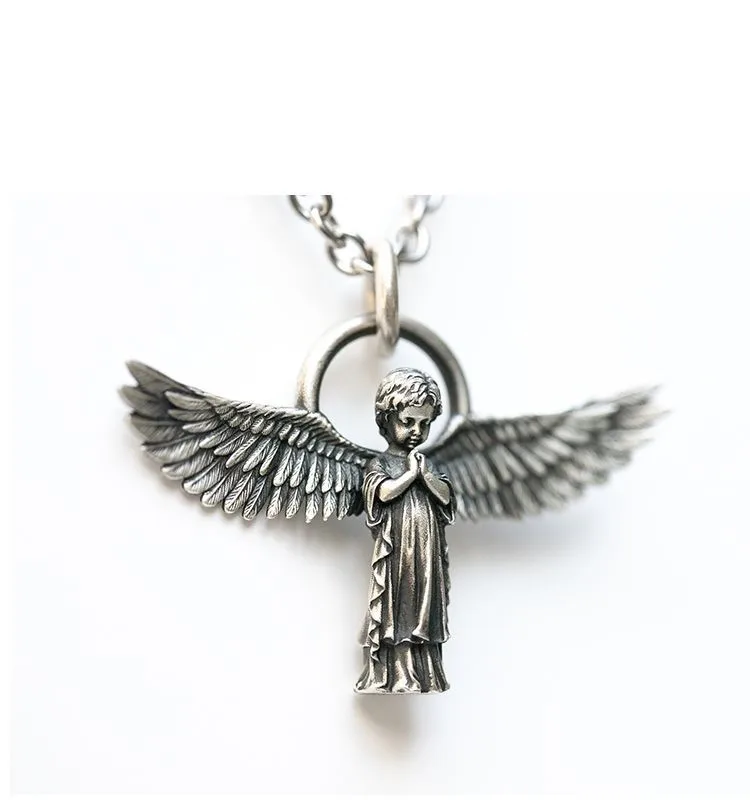 Fashionable Little Boy Angel Pendant Necklace for Men and Women Punk Hip Hop Trendy Casual Party Jewelry Couple Gift