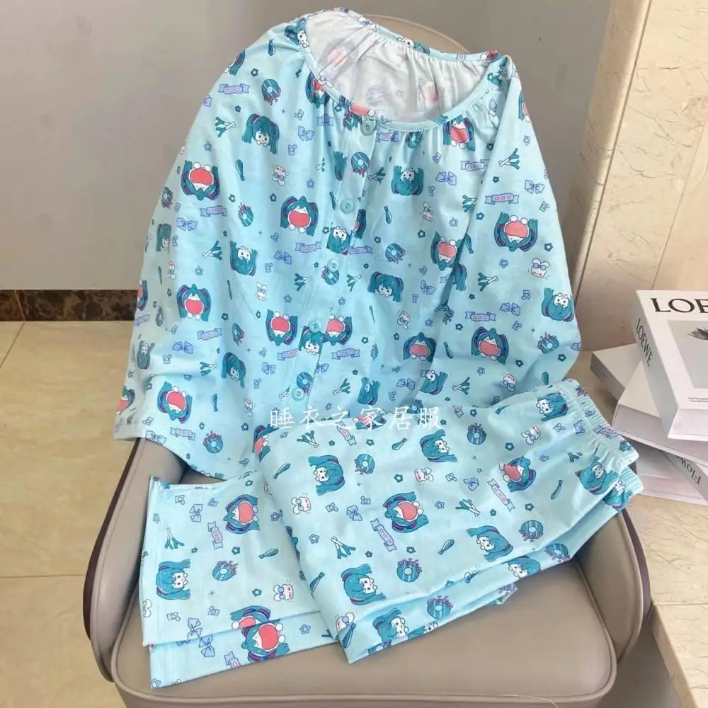 Anime Hatsune Miku Pajamas Cartoon Sweet Cute Girl Home Clothes Long Sleeved Pants Women Spring Autumn Pajama Set