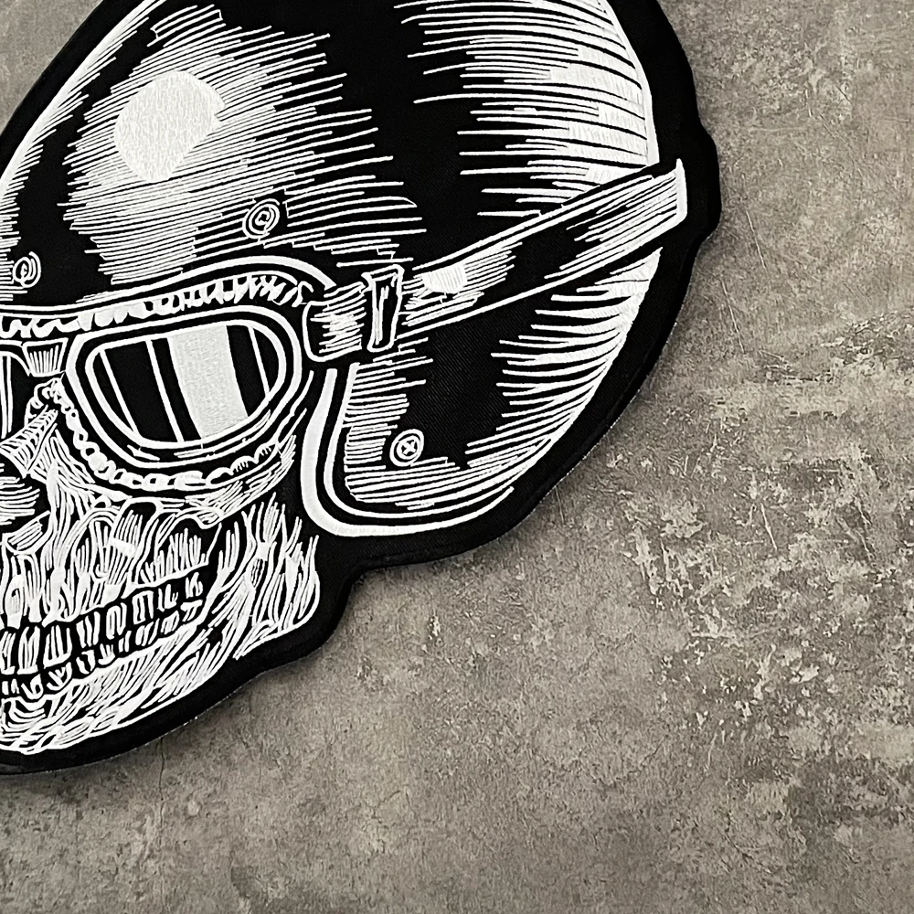 Helmet Skull And Skeleton Embroidery Pacth Cloth Motorcycle Knight Leather Vest Personalized Clothing Badge Hand Sewing