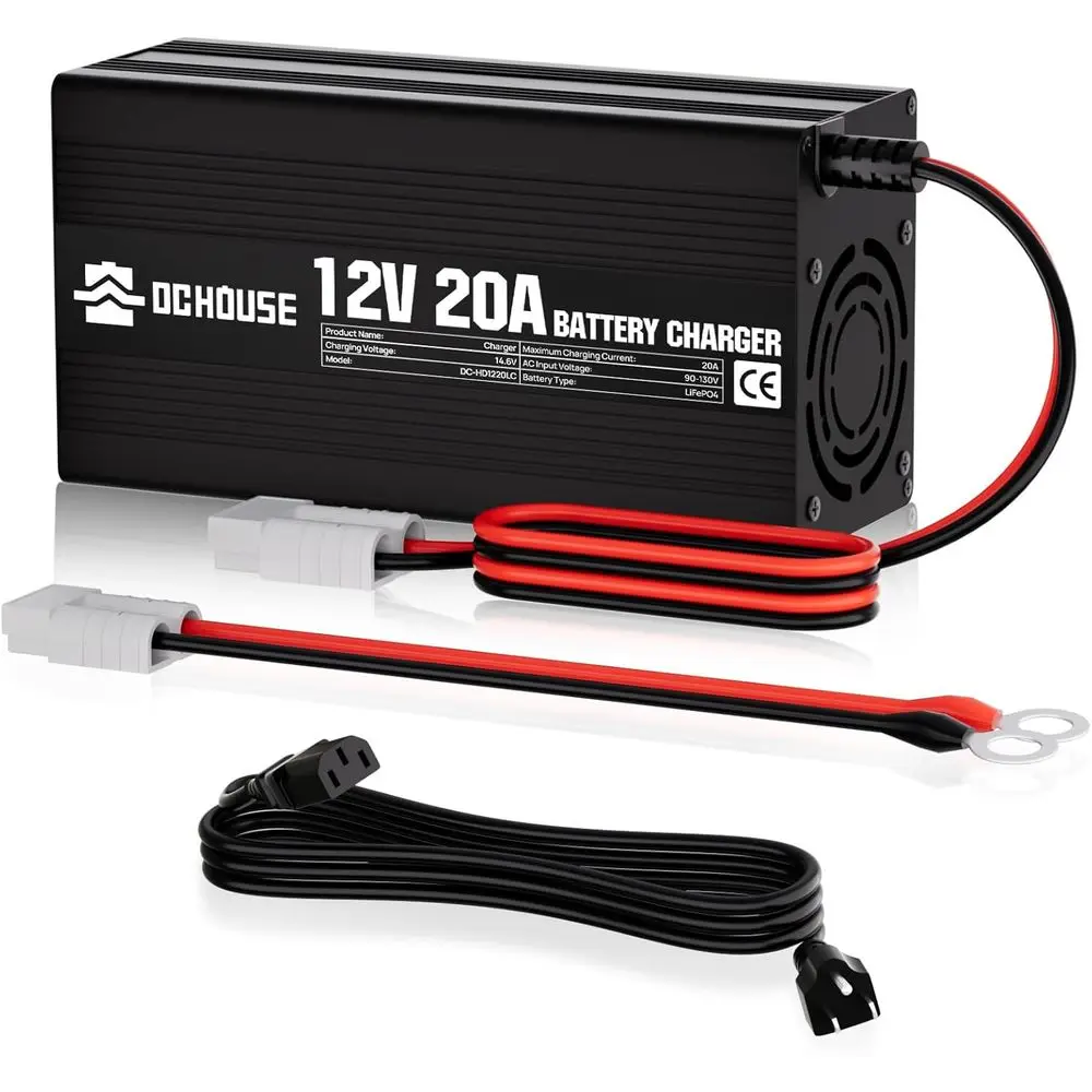 

Зарядное устройство для литиевой батареи 12 В, 20 А, зарядное устройство LiFePO4 14,6 В с быстрым разъемом для аккумулятора и светодиодным индикатором, интеллектуальная быстрая зарядка 300 Вт для