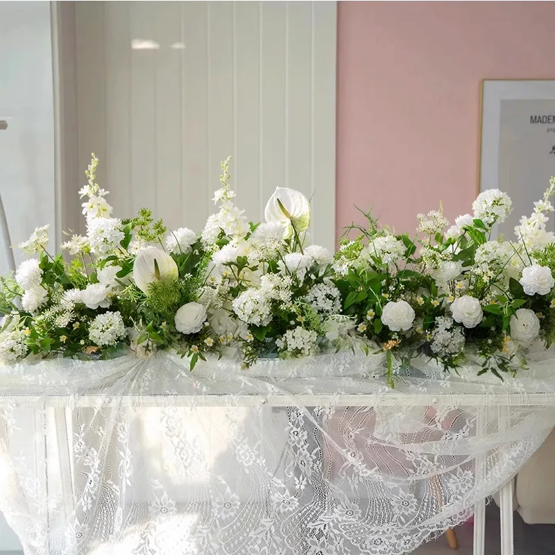 300/100CM DIY Wedding Artificial Flower Wall Arrangement Supplies Silk Peonies Rose Floral Row Decor Marriage Iron Arch Backdrop