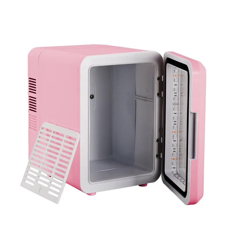 Pink Color Transparent Door Counter Drinks Cooler Freezer Table Top Small Mute Fridge Free Standing 4L Mini Fridge for Room