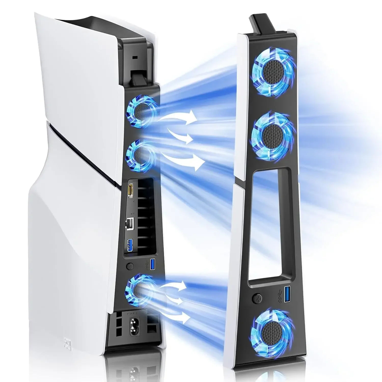 Cooling Fan for PS5 Slim Console with 3 Fans USB 3.0 Port Quiet RGB Light Cooling System for PS5 Slim Gaming Accessories