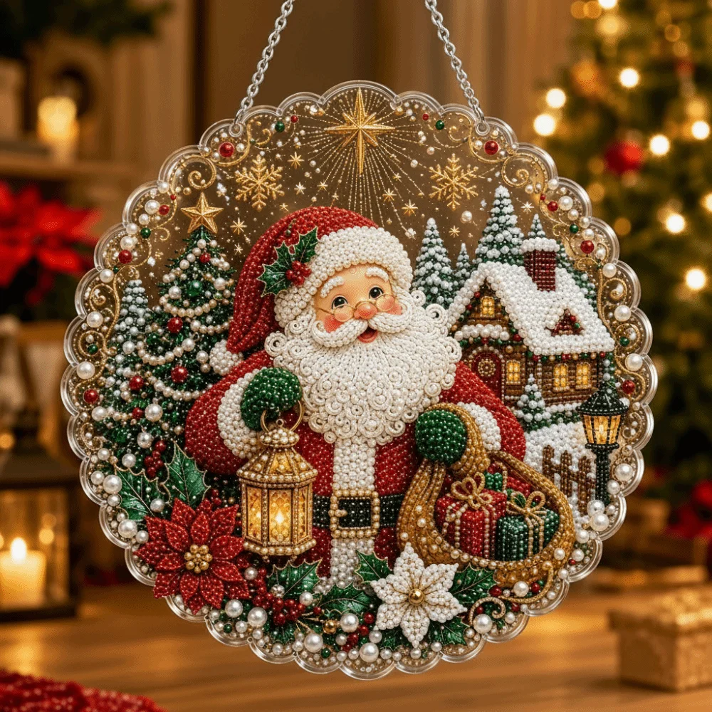 Metal Chain Diamond Painting Kit Window Decor Diamond Painting Christmas Festive Wall Decor Pearl Suncatcher Painting Kit