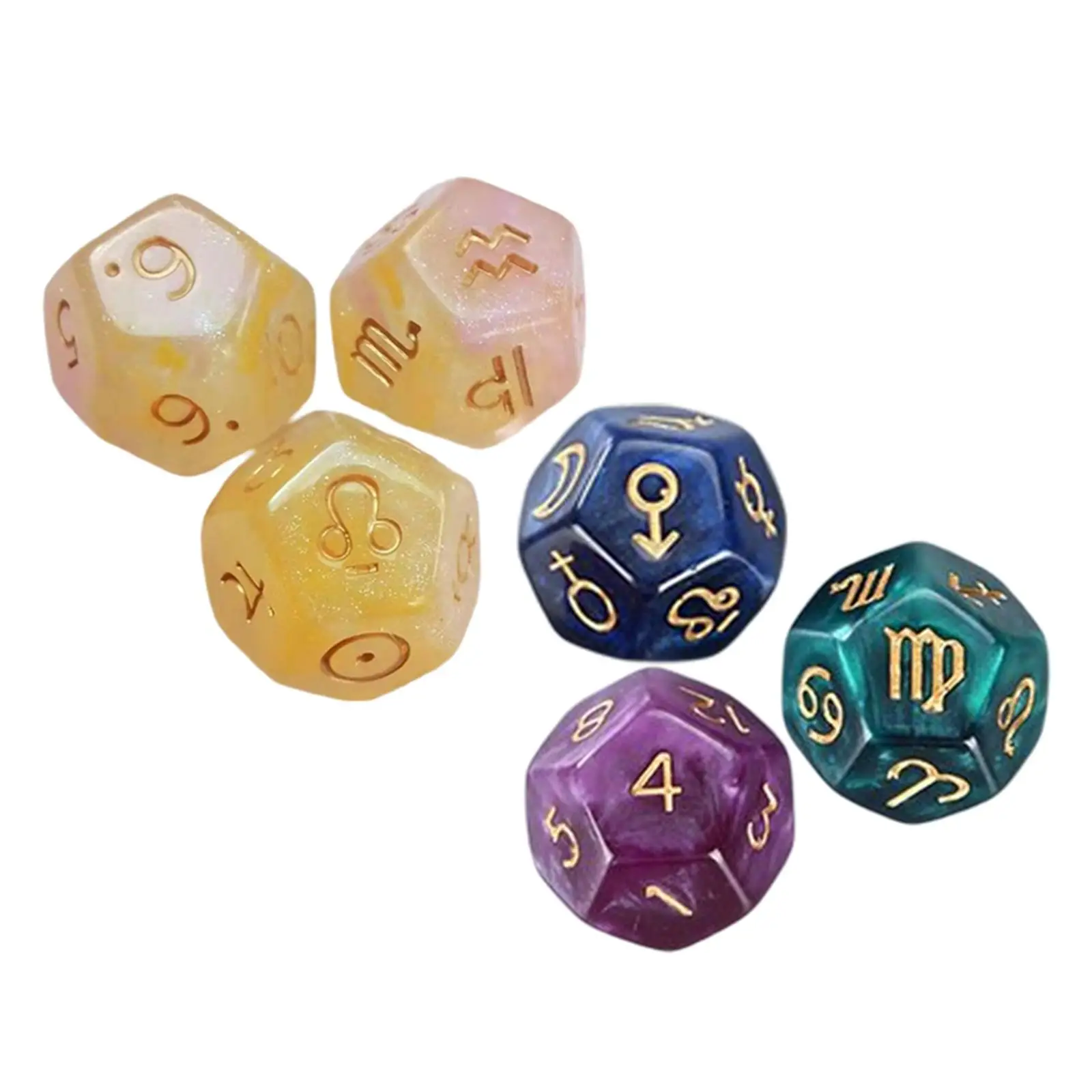 2x 3x Resin Pearl Astrological Dice for Constellation Divination Accessory Purple
