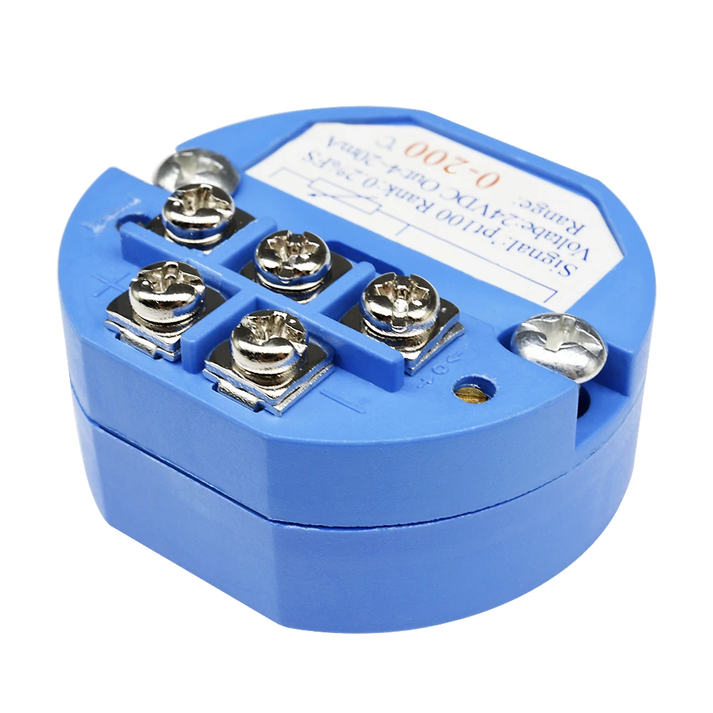 ตัวแปลงสัญญาณเซ็นเซอร์วัดอุณหภูมิแบบ PT100 เป็น 4-20mA ช่วง 0-200 องศา ใช้ไฟ DC 24V แบบต้านทานความร้อน