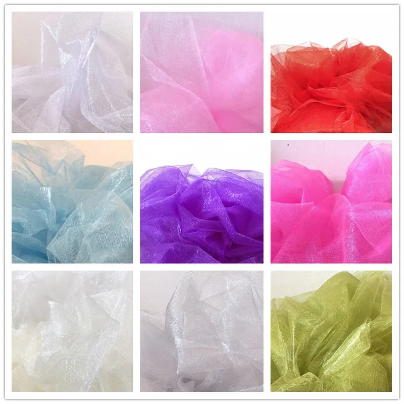 48cmx5m/10M Crystal Yarn Tulle Roll Wedding Backdrop Organza Fabric Decoration Supply