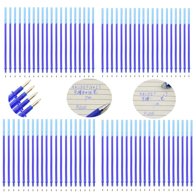 100/Set Of Erasable Ink Refill Magic Gel Pen And Ink Washable Pen Replaceable Refill Pen 0.5 Mm Color Blue School Ink Stationery