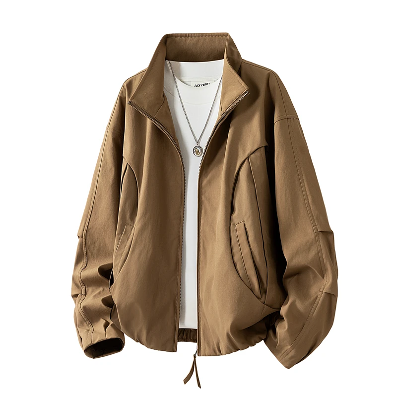 

Мужская повседневная укороченная куртка из канваса с узором Fibone, воротником-стойкой, ветрозащитная, с длинными рукавами, новинка Весна 2026