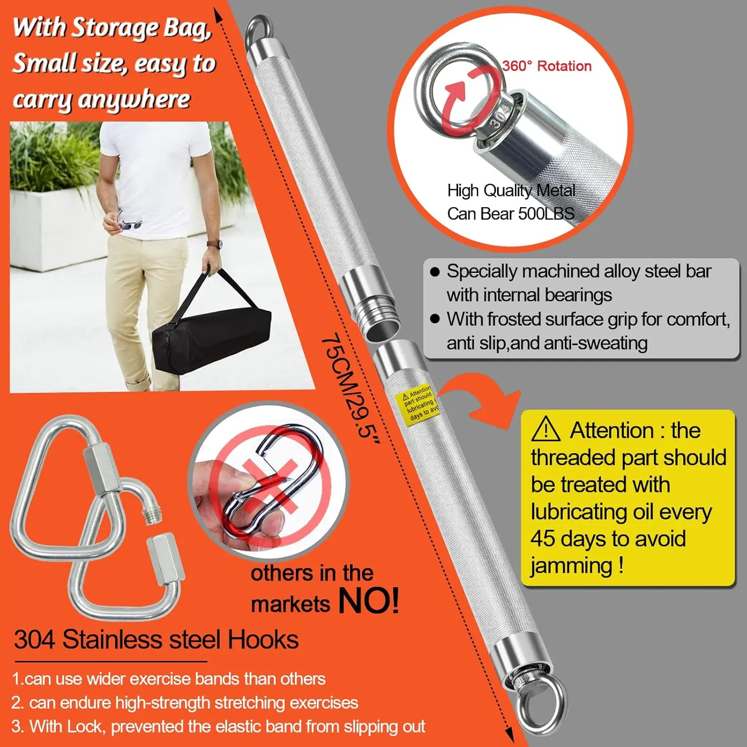 Heavy-Duty Resistance Band Bar Set 6