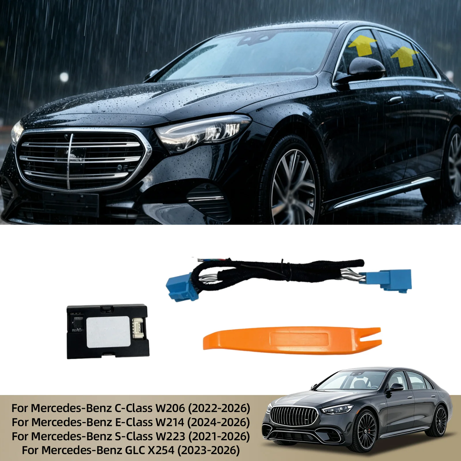 For Mercedes-Benz C E S Class W206 W214 W223 GLC X254 2023 2024 2025 2026 Automatic Window-Lifting Closer Controller Accessories