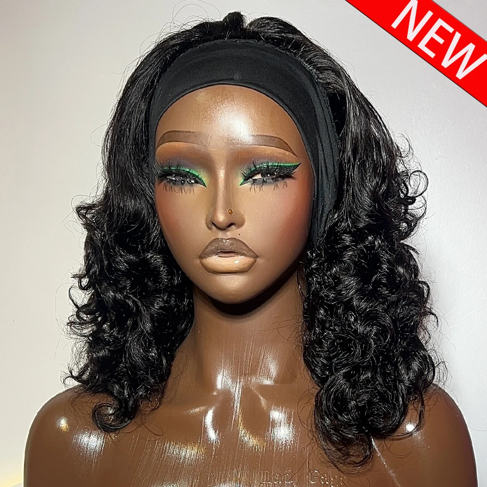 Headband Wig Human Hair Bouncy Curly 400 Density No Glue Full Machine Made Brazilian Remy Human Hair Wigs For Women Wear And Go - view 3