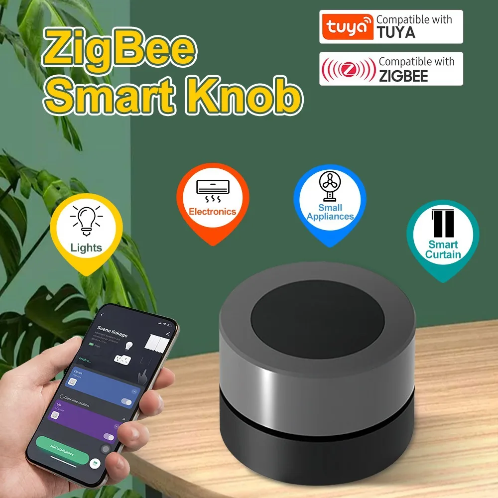 

Tuya Smart Home ZigBee Knob Switch Wireless Smart Scene Linkage APP Rotary Button Light Mini Remote Control Workwith Gateway Hub