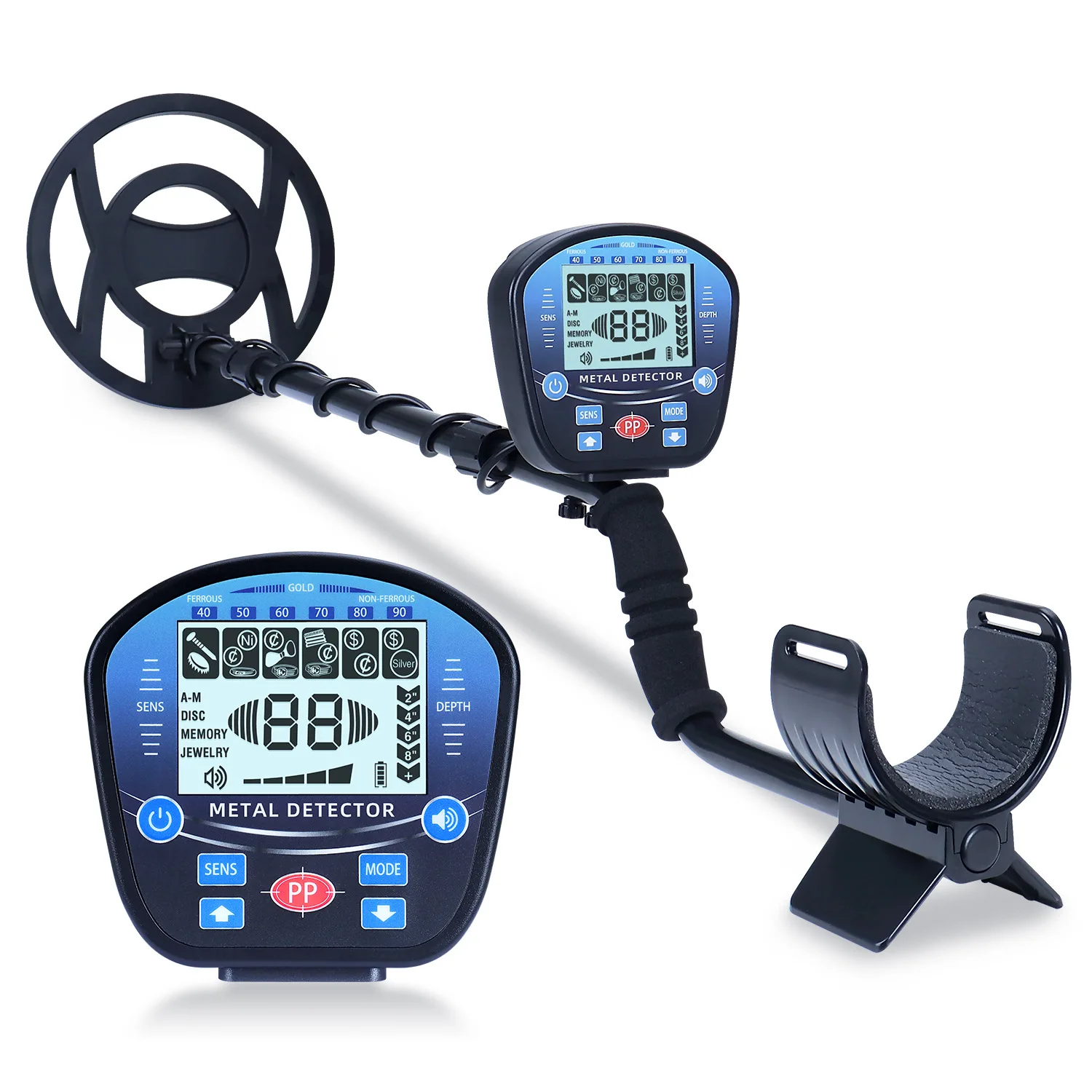 

GT860 Underground Metal Detector Gold Finder Gold Detector with Large LED Display 10" Search Coil