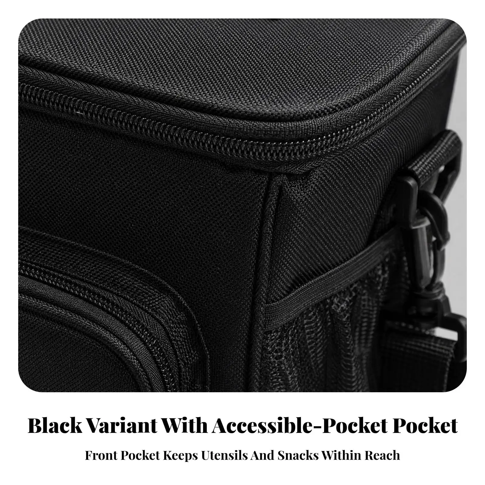 Oxford Cloth Insulated Lunch Bag Reflective Lining for Temperature Retention with Zippered Pockets for Essentials and Bottles