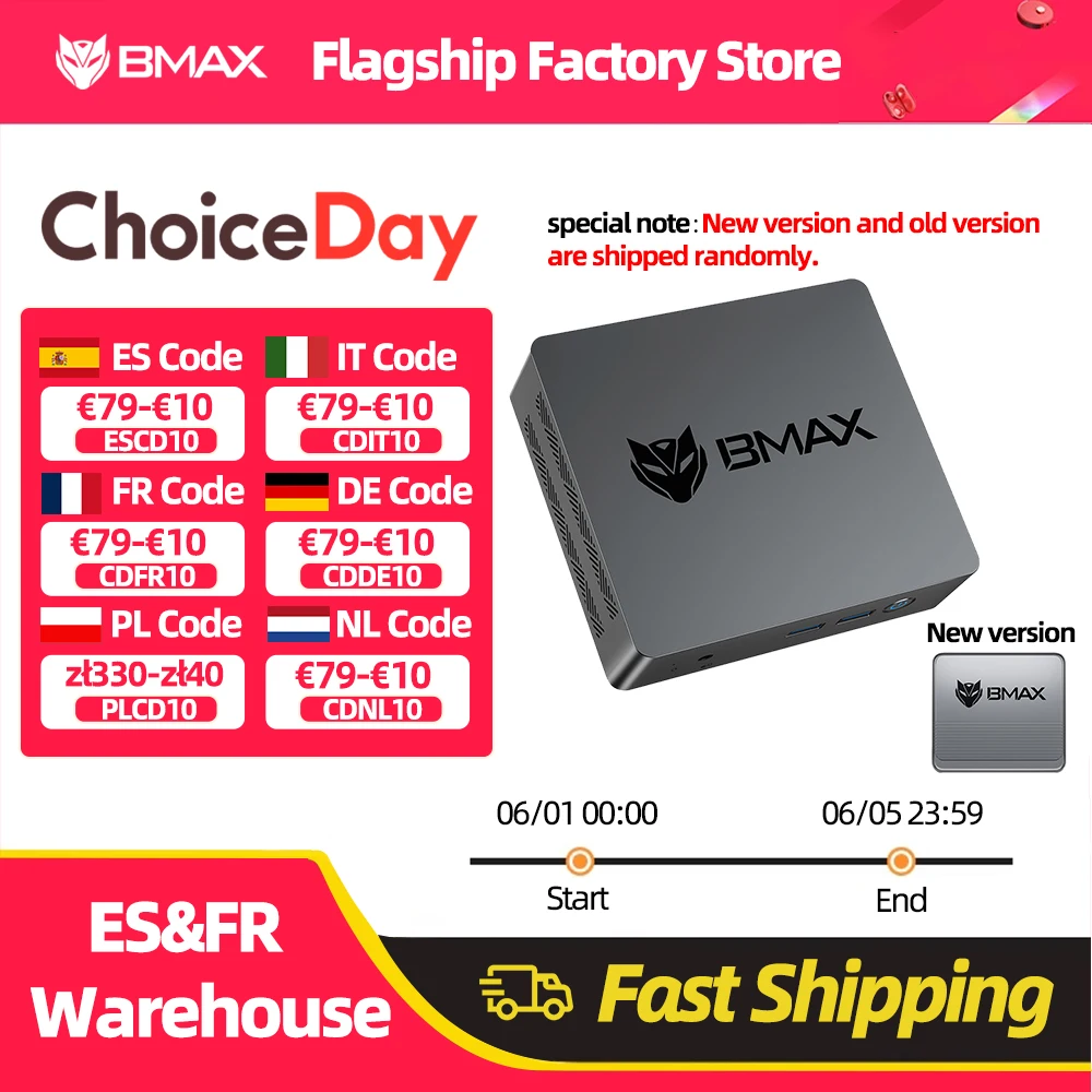 Bmax B3 Mini-PC Windows 11 Intel N5095 8 GB RAM DDR4 256 GB SSD Intel UHD-Grafik 1000 Mbit/s