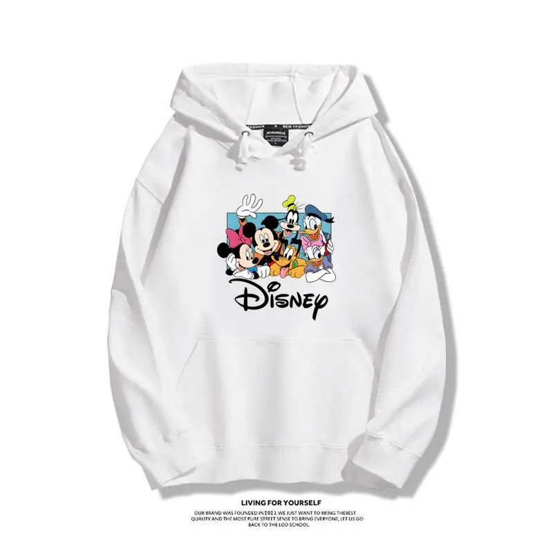 

Толстовка с капюшоном Disney Mickey Minnie Pluto Goofy, осень-зима, пуловер из хлопка и флиса, черная основа, винтажная поза с четырьмя персонажами, розовая