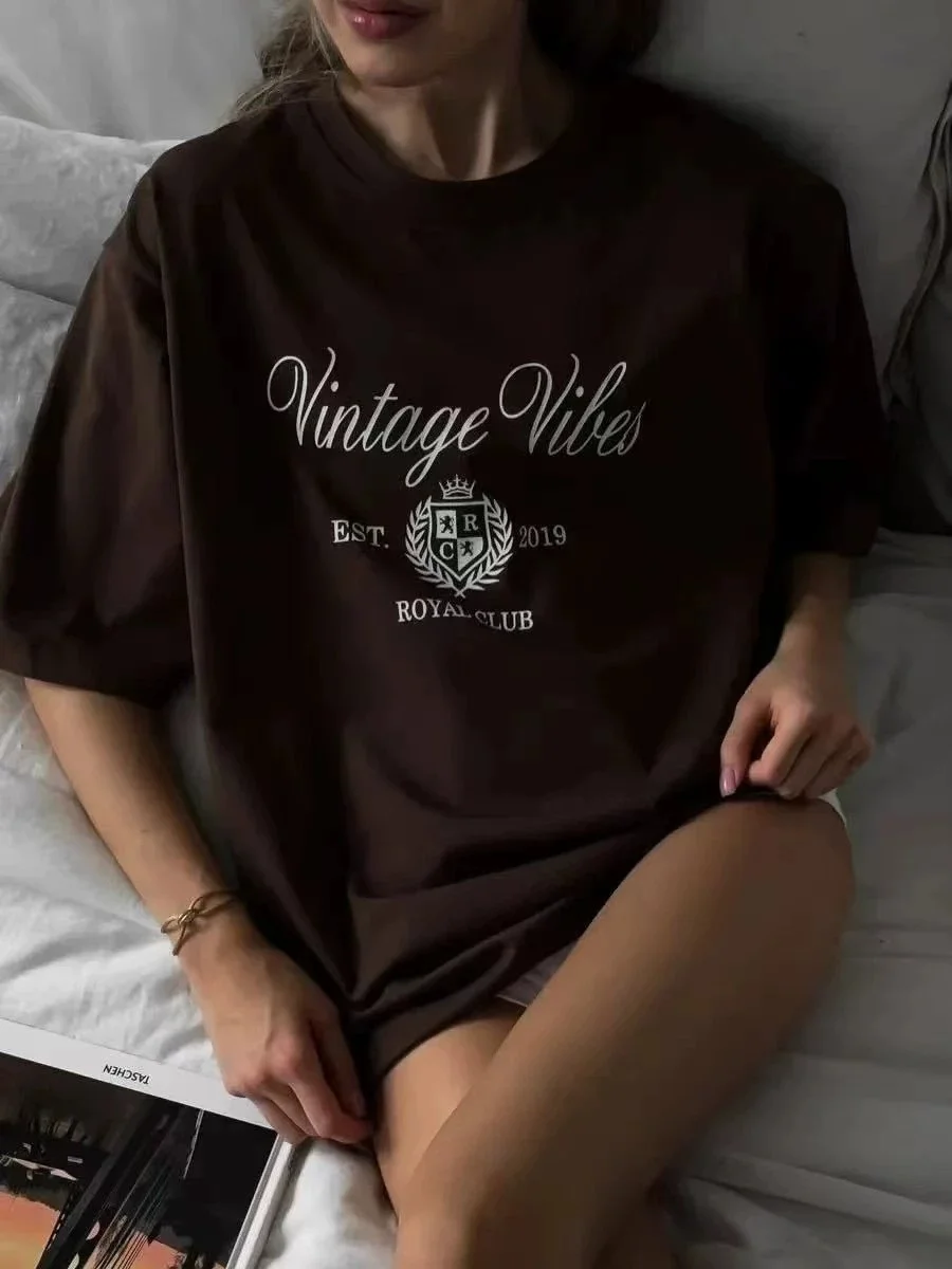 Faionable Bedrucktes rundes Ne ort Sve T-Shirt Top Damen Casual Baumwolle Sommer irt Sli Pendeln Kreatives Design